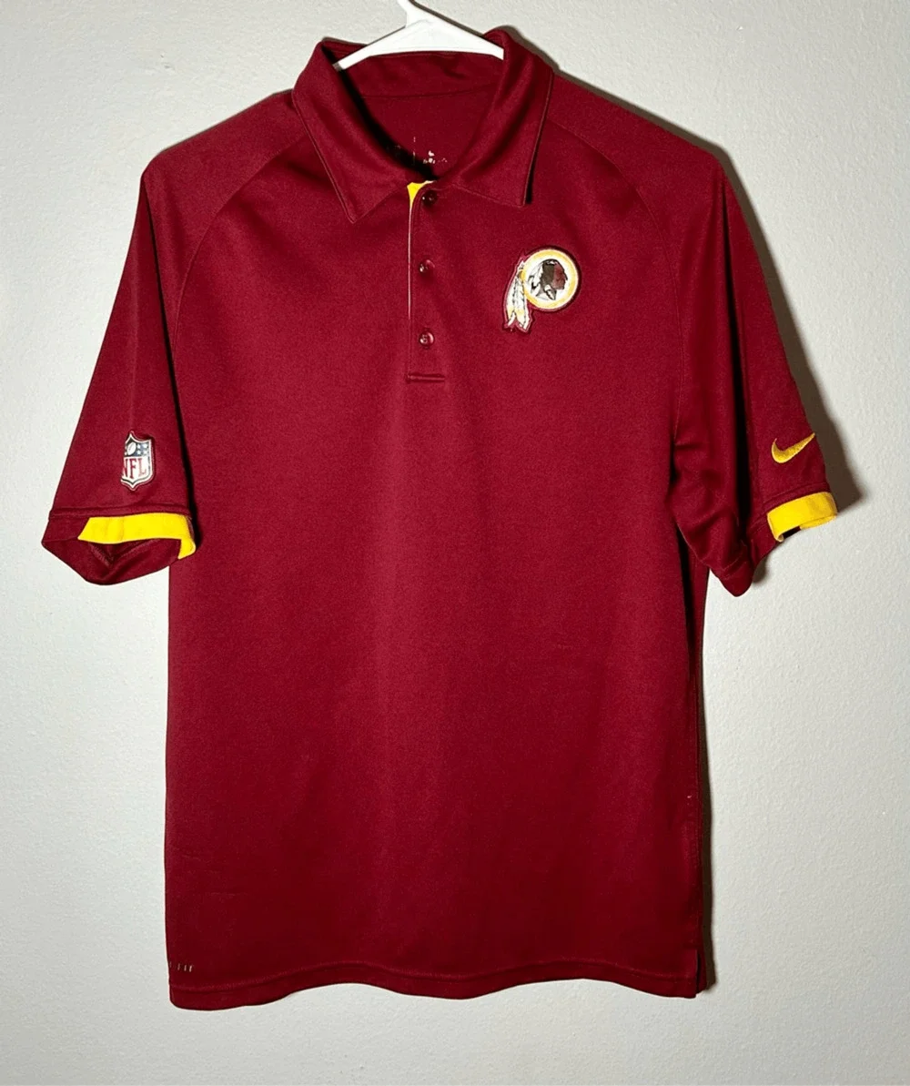 Washington Redskins Nike Onfield Burgundy & Gold Dri-fit Polo Athletic Golf Sz S